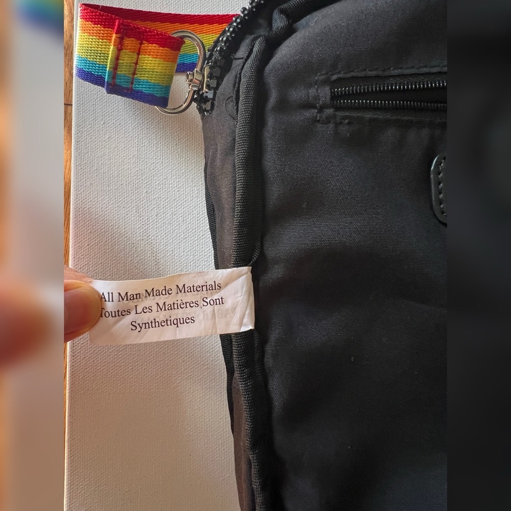 Sondra Roberts Squared black puffer crossbody bag with rainbow straps - Picture 13 of 16